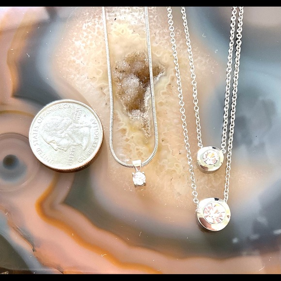 Cookie Lee cubic zirconia necklace lot 2 tiny cz choker NWT - Picture 3 of 6